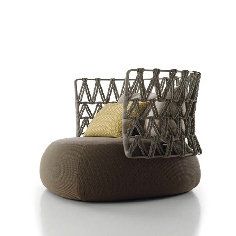 Short and Single Seater Cushion Patio Chairs Strong Aluminum Frame with All Weather Rope Furniture