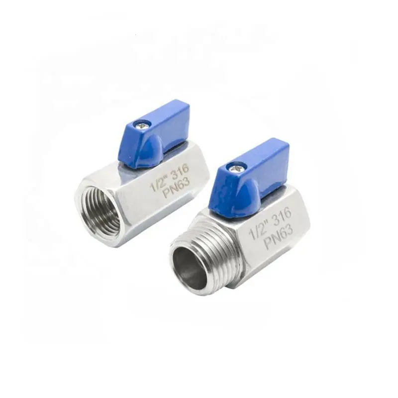 Нержавеющая сталь 316 Npt резьба 1/2 "1/4" Женский Мужской Латунный мини шаровой клапан