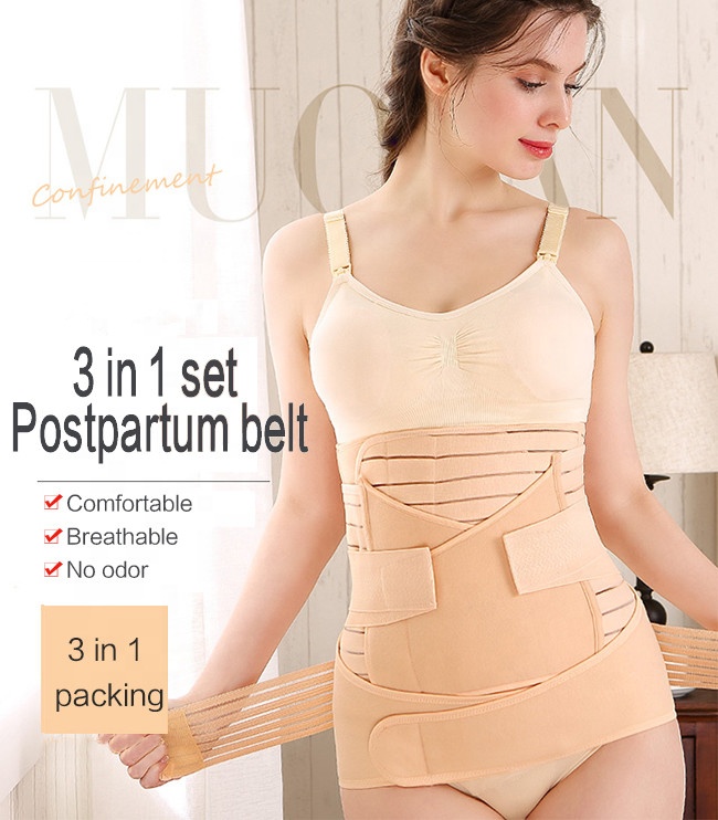Waist trainer 3 pieces postpartum belt postpartum postnatal abdominal support postpartum maternity recovery belt adjustable