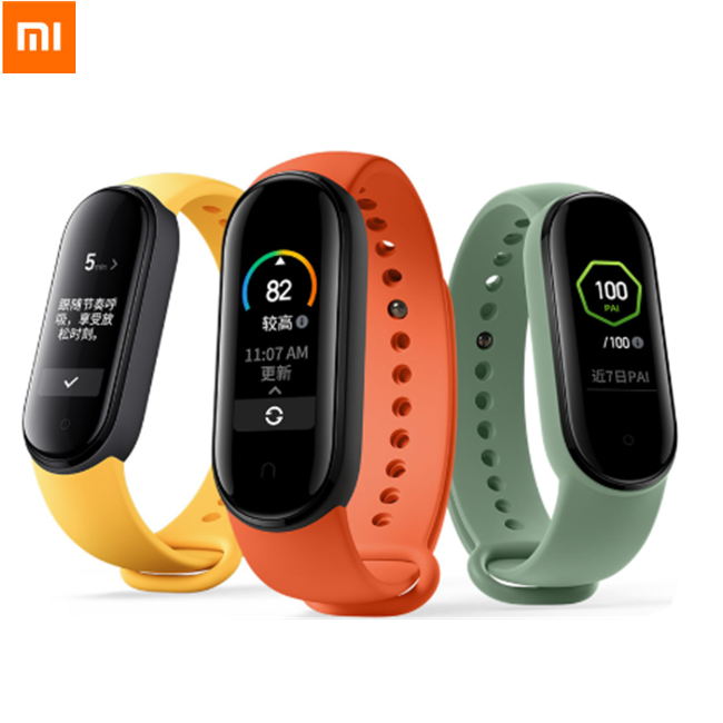 Оригинальные Xiaomi Mi Band 5 Смарт-браслет 4 цвета 1,1 "AMOLED экран монитор сердечного ритма фитнес-трекер Bluetooth 5,0 водонепроницаемый Miband5
