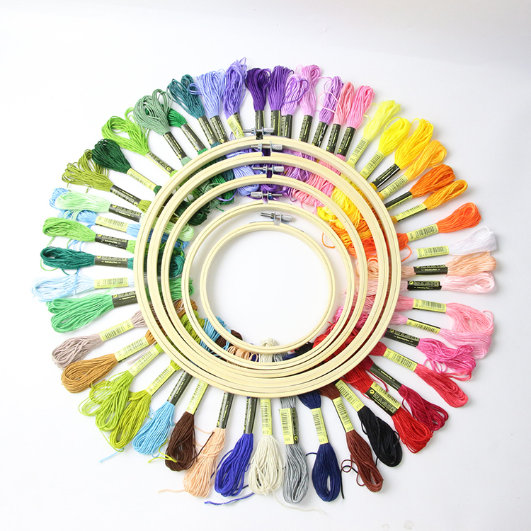 Eco friendly round 50 colors bamboo embroidery kit