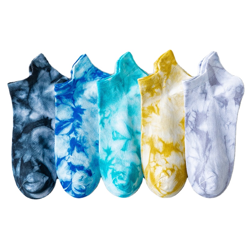 2021 autumn/winter new hot selling cotton women's socks tie-dye series literary personality low-top women's socks