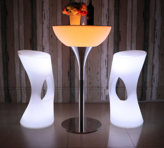 Green outdoor LED bar table chair set
