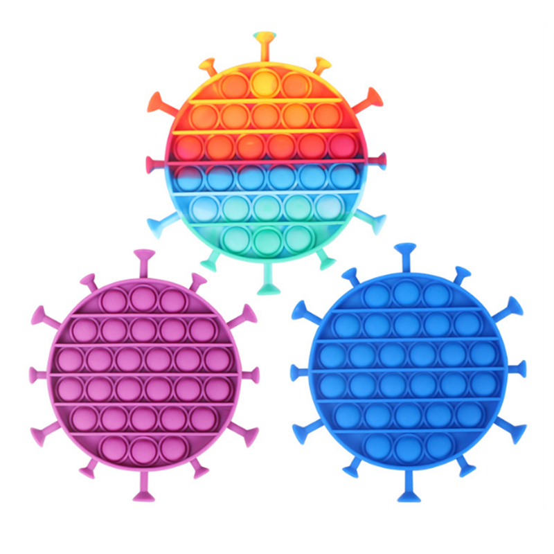 Wholesale new arrival silicone rainbow push bubble pops it fidget pop game round cute cartoon educational kids toys