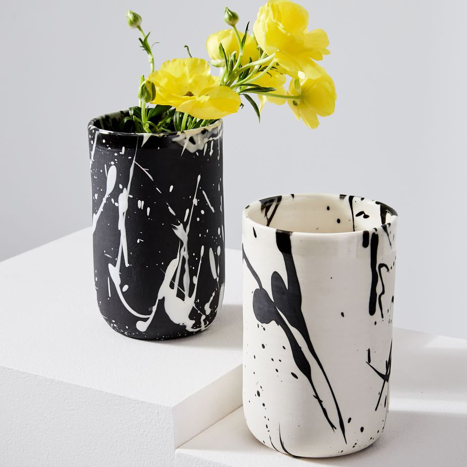 European wholesale modern craft ornament flower vase cheap handmade art marble matte ceramic vases for flower