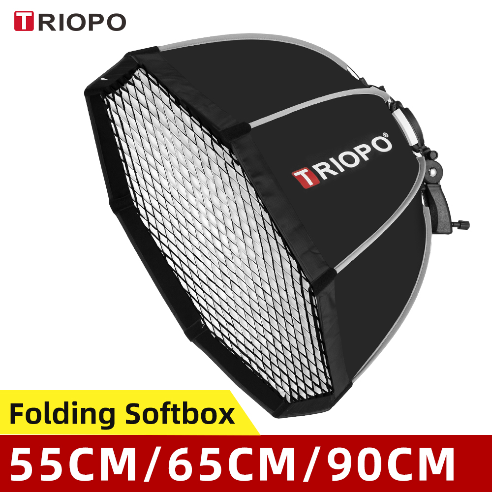 Портативный восьмиугольный зонт-софтбокс Triopo ks55 см 65 см 90 см + сотовая сетка для внешней вспышки софтбокс для Canon Godox