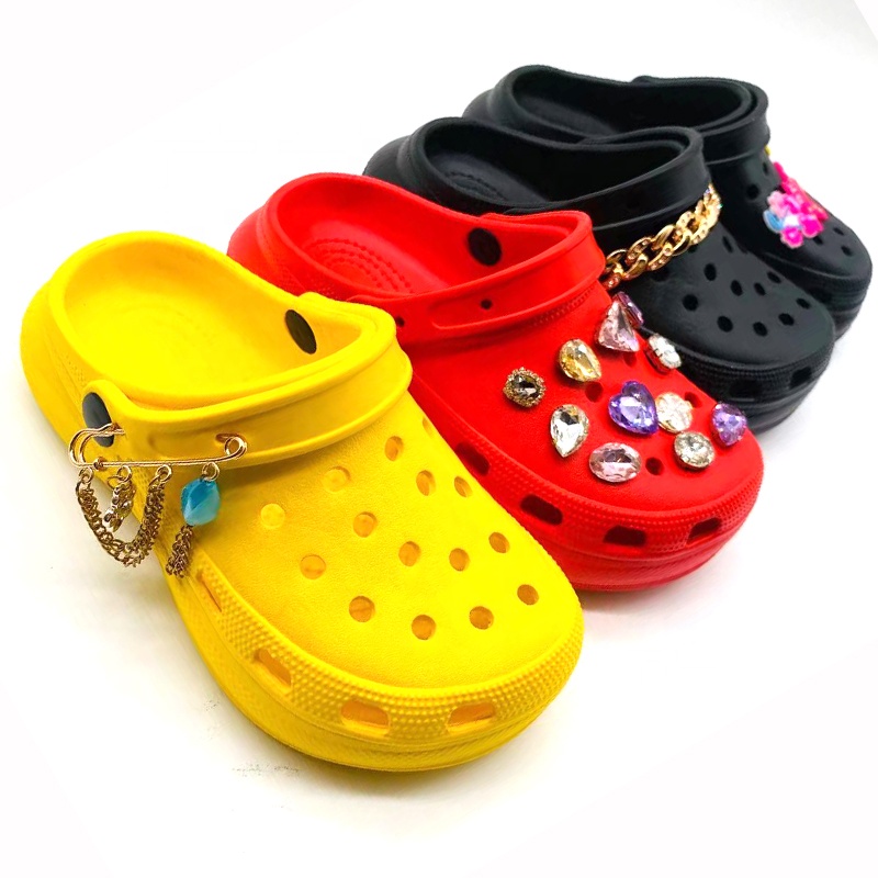 2021 new diamond charms slippers women' clogs mule platform with heel shock women slides winter clogs with shock 2022