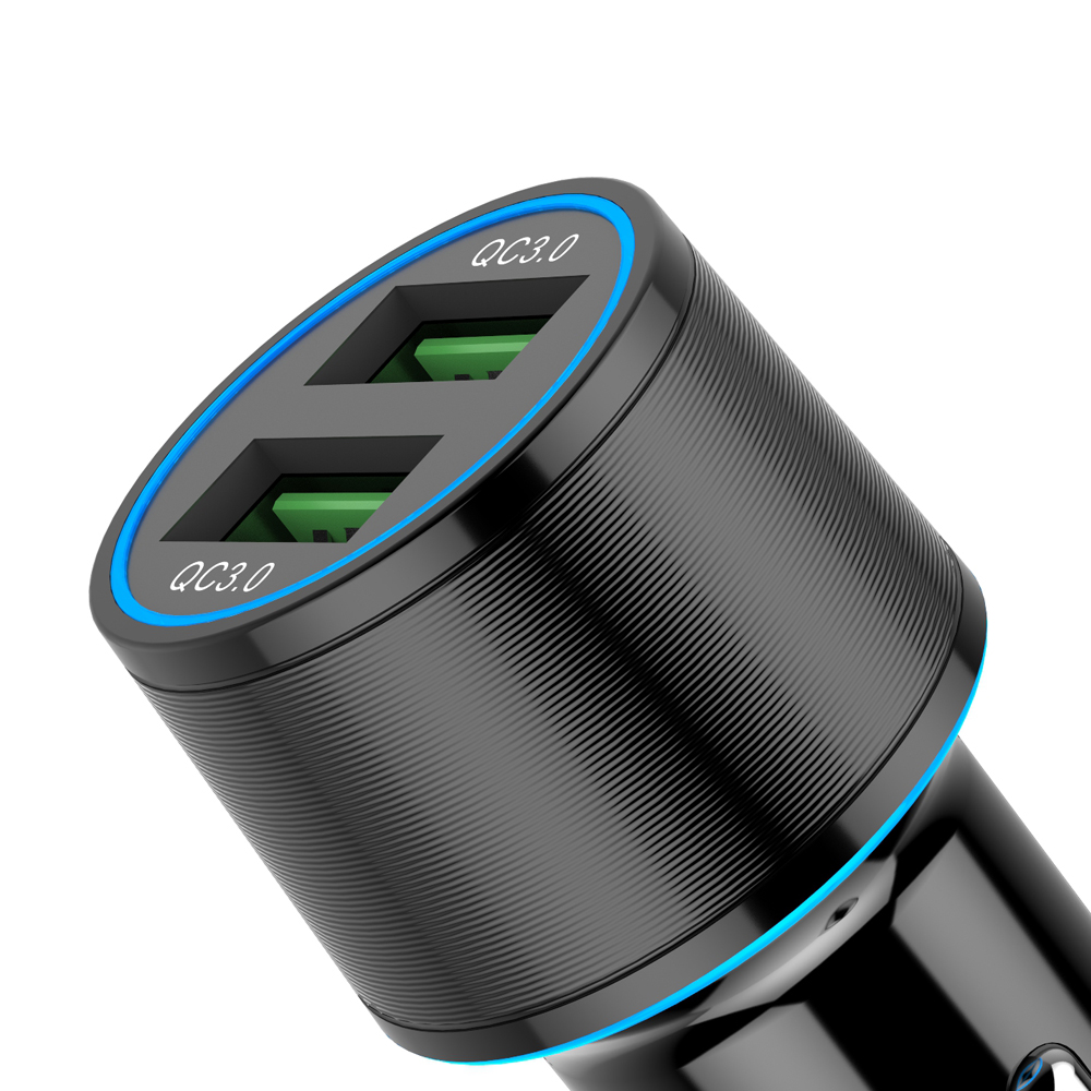 Двойное автомобильное зарядное устройство USB QC3.0 мощностью 18 Вт, адаптер для быстрой зарядки мобильного телефона