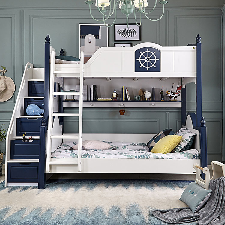 125206 Custom double bedroom furniture kids children bunk bed with table