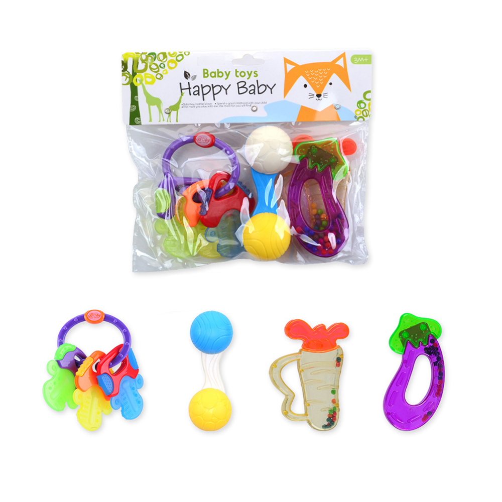 High Quality 2021 New Product Baby Rattle Teethers Sensory Toy Baby Teething Toys Set Infant Hand Bell Grab and Spin Shaker