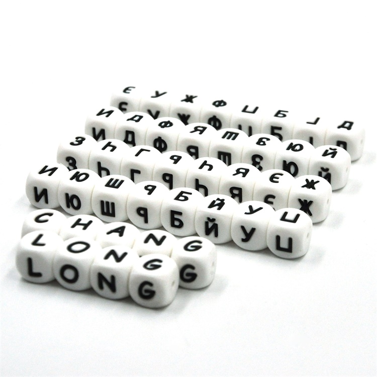 China Manufacturer Letter Beads 6X6 10Mm Beads Silicone Alphabet Beads