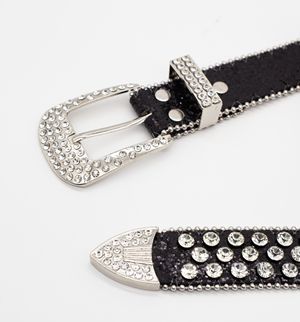 Punkrock Crystal belts With Skull Buckle Set. Rhinestone belt For Lady And Men Diamond PU Leather Y2K belt