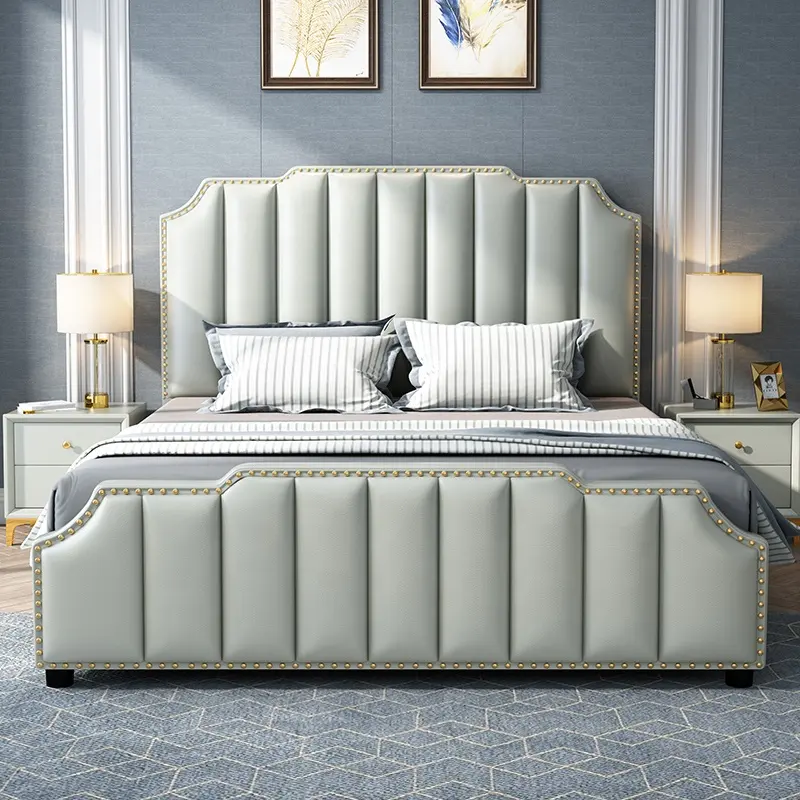 Modern Upholstered Storage Bed American Simple Style Leather Bed Luxury Bedroom Furniture
