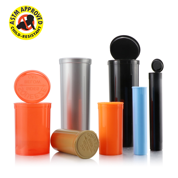 Recyclable plastic weed pop top container Custom Smell Proof Airtight Waterproof Pop Top/push Top Blunt Tube Joint Tubes