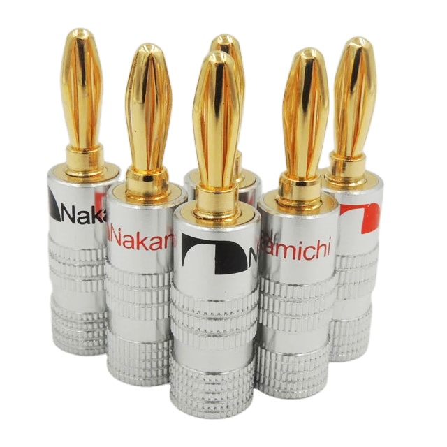 Высокое качество с покрытыем цвета чистого 24 каратного золота Nakamichi динамик штекерами типа "банан" Чистая медь аудио Jack Разъем