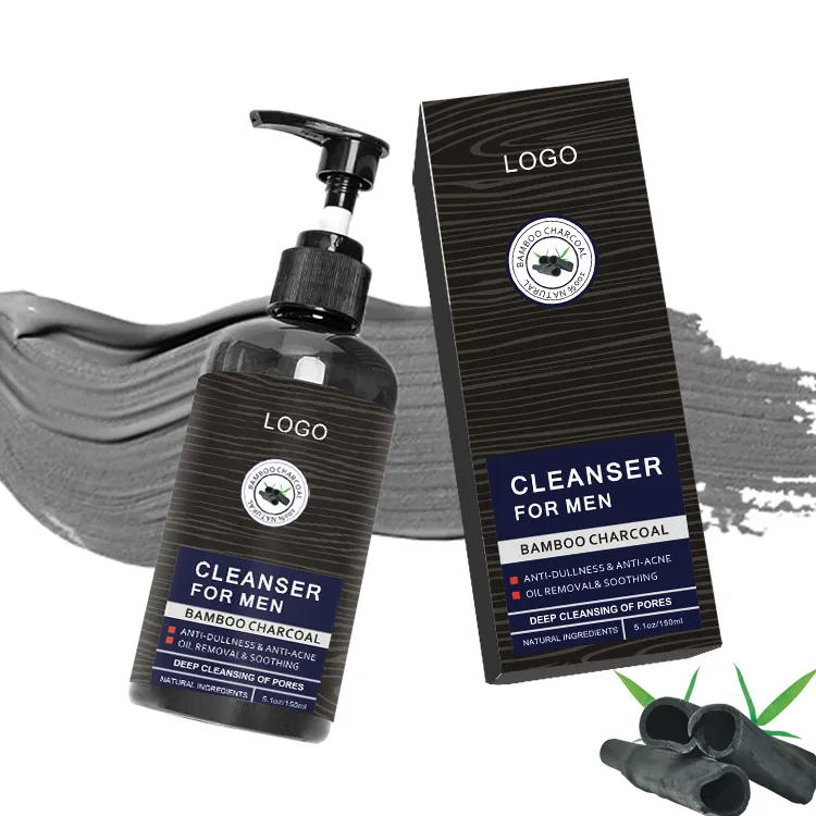private label vegan 150ml charcoal acne men's face wash low moq organic men face cleanser