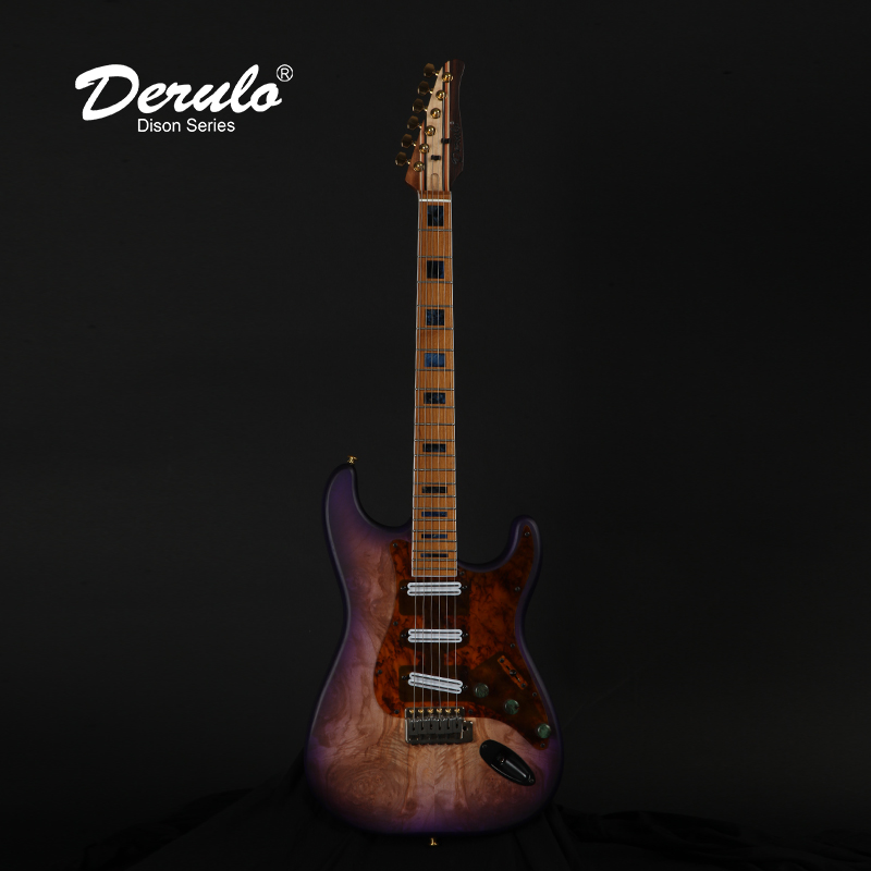 Электрическая гитара Derulo OEM высокого качества Stratocaster STtype Burl Top 9 штук черный орех клен палисандр эбеновый шейный корпус