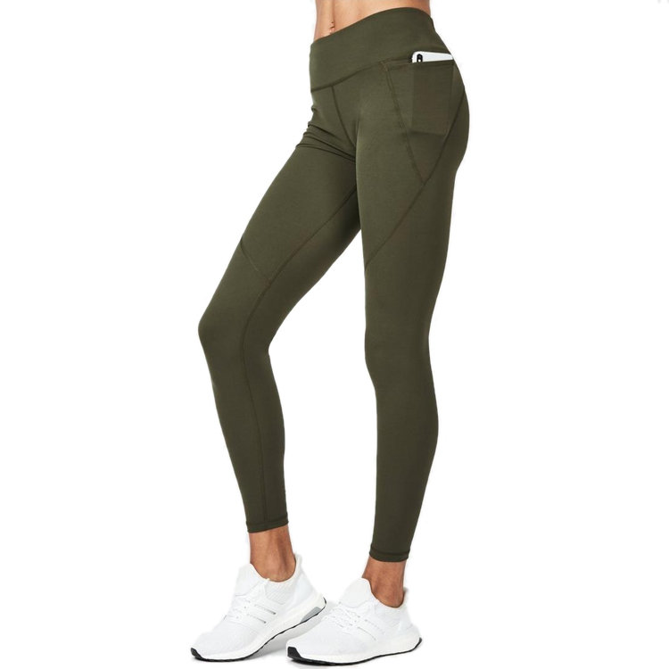 Eco-friendly womens bamboo viscose 4-way stretachable army green workout leggings