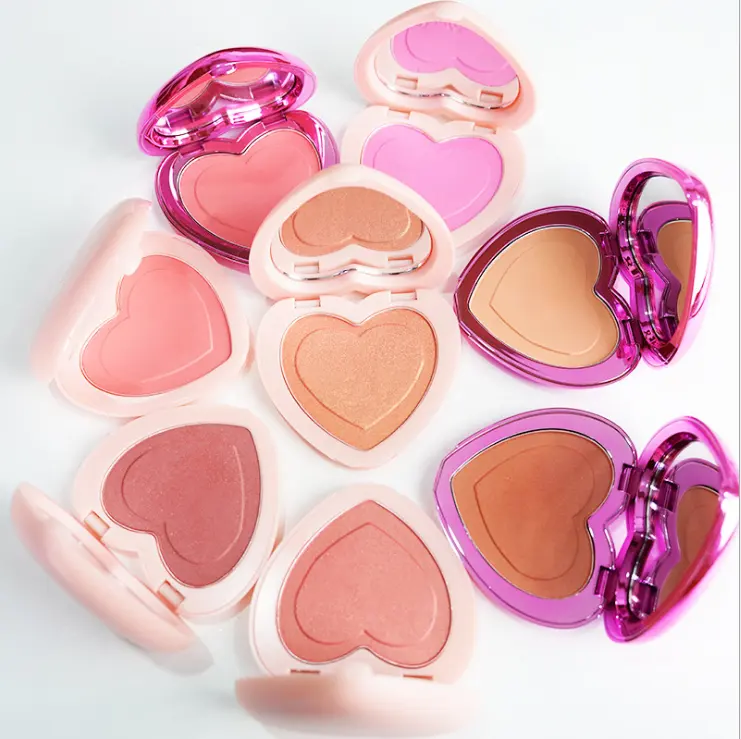 Heart shape Vegan  Blusher cruelty free Private label single blusher cosmetics make your own brand  face blush