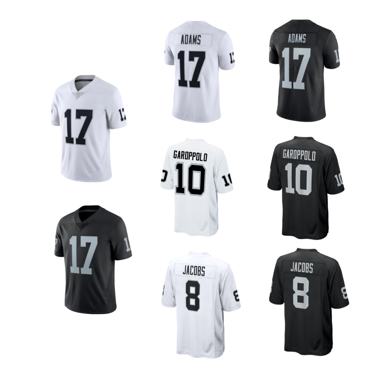 Вышитые американские футбольные майки Raider Las Vegas 17 Davante Adams 8 Josh Jacobs 13 Renfrow 10 Jimmy Garoppolo