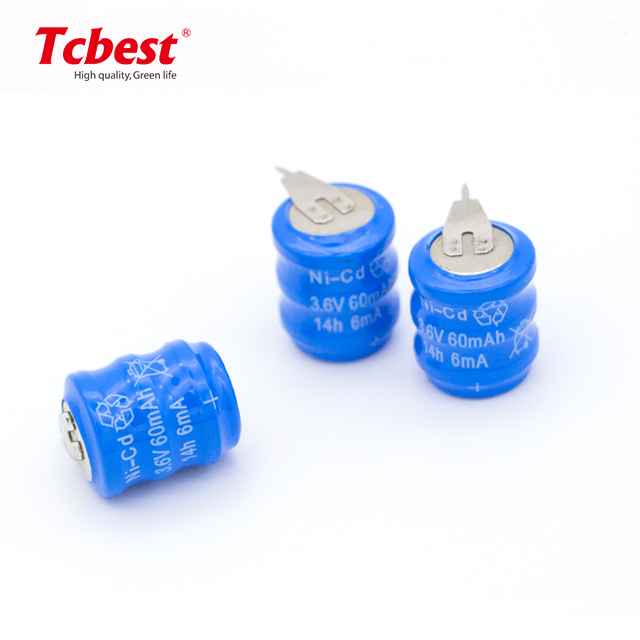 3,6 V 60 мА/ч, Ni-CD акумулярорных аккумулятор таблеточного типа-гидридных и никель-кадмиевых типов аккумуляторов с Пайка контактов для беспроводные наушники