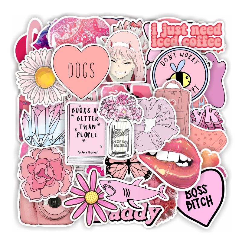 Amazon hot trendy pink girl cute funny stickers kawaii self adhesive decoration stickers