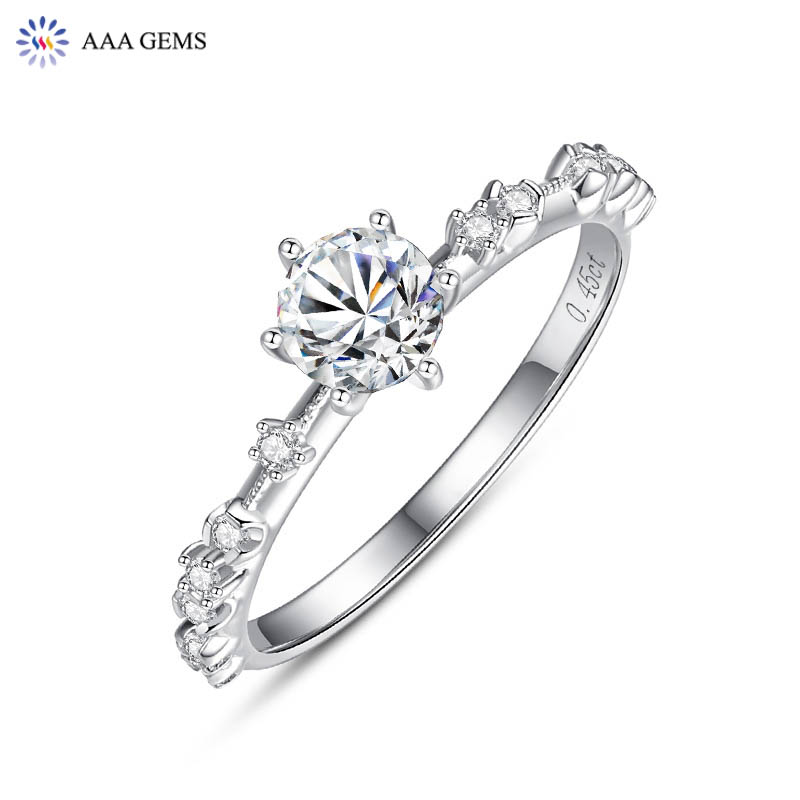 AAA Gems New Arrival Minimalism Wedding Band Engagement Ring 10K 14K White Gold Moissanite Diamond Ring