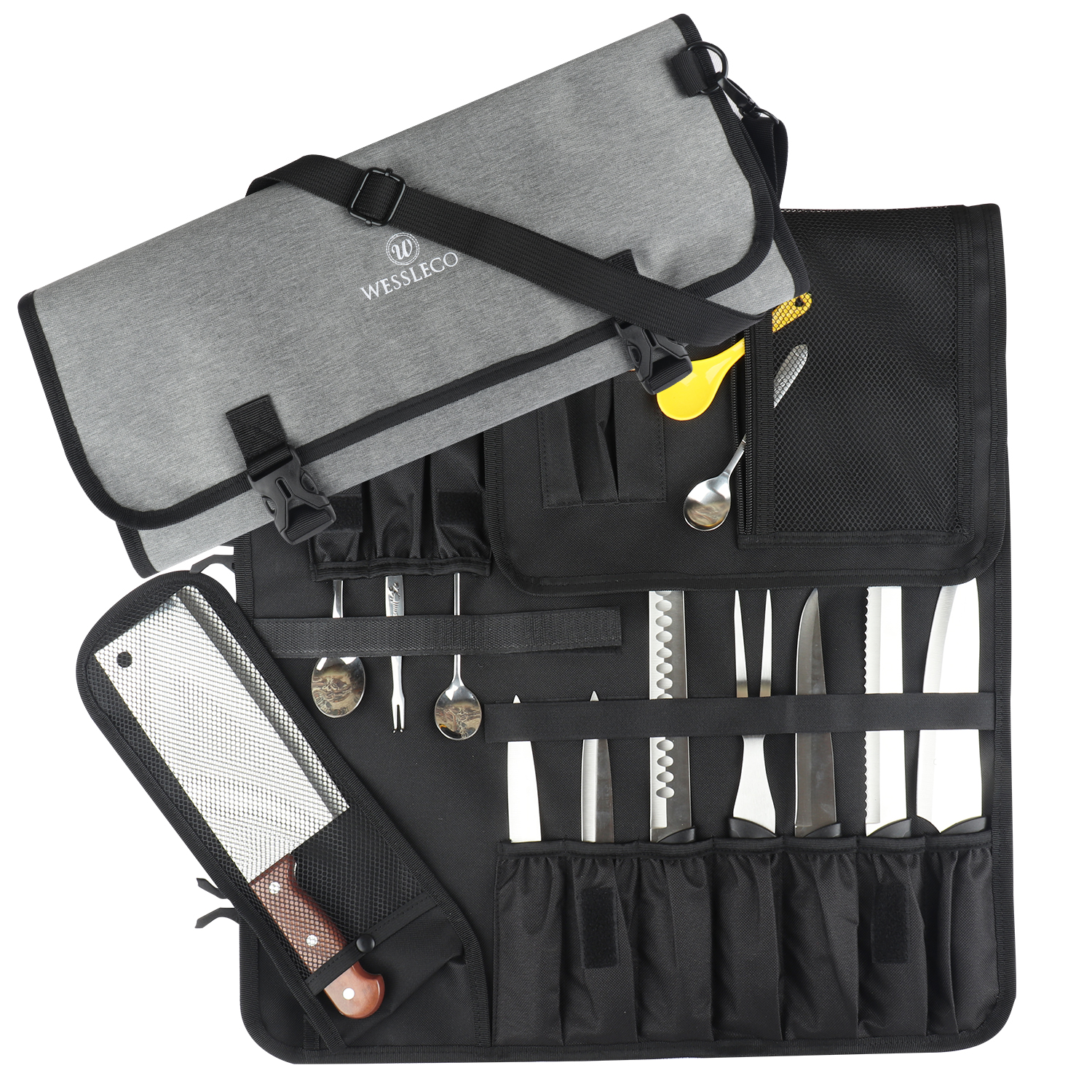 Custom Wholesale Polyester Knives Storage Roll Organizer Bag Case Chef Knife Roll Bag