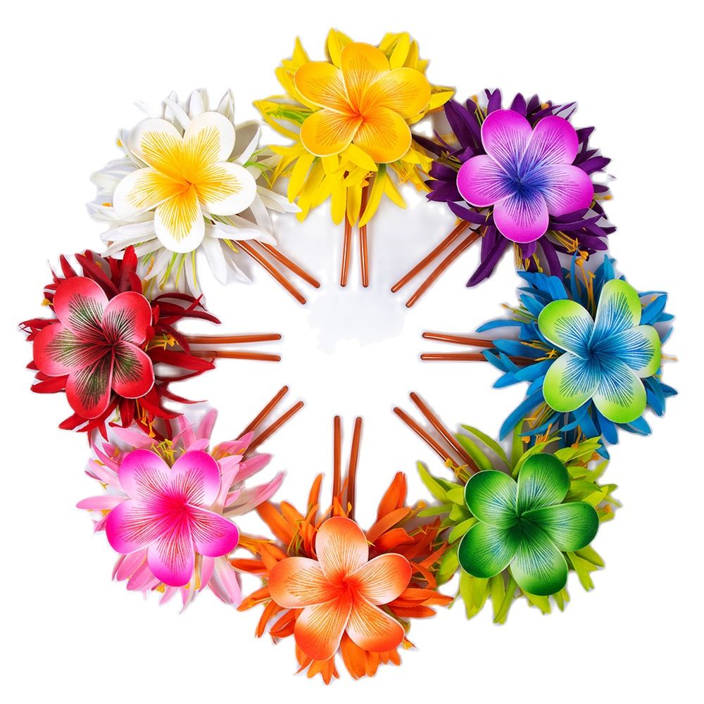 Wholesales Factory Supplier HC00055 10Color 15CM Foam Plumeria Hair Stick W Velvet Spide Lily Hawaii Flower Hula Girl Decoration