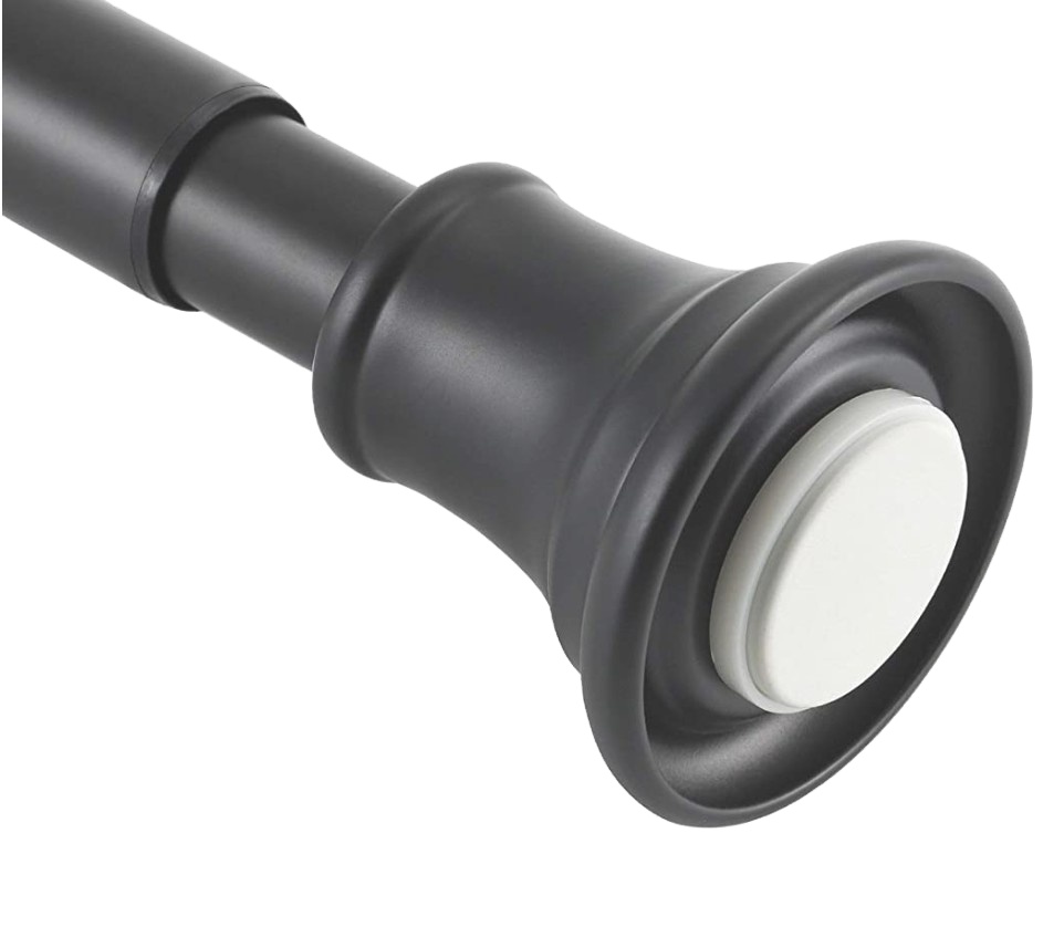 OMIDA Amazon Basics Tension Curtain Rod, Adjustable 43-75 inch Width - Black