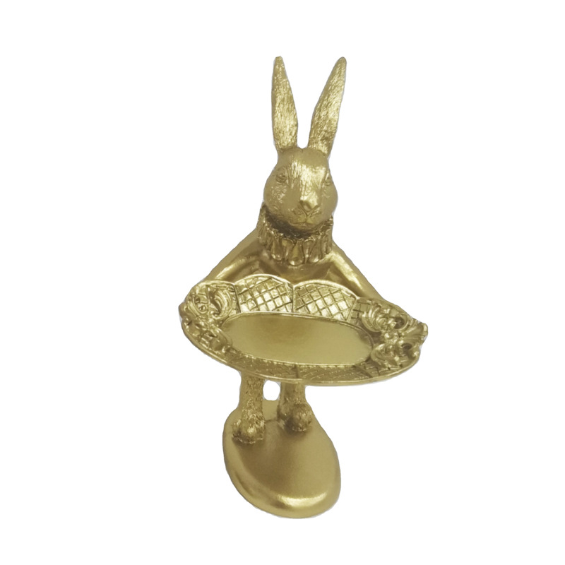 SYLWAN OEM hot sale gold rabbit 3d printer resin crafts animal assiette luxury jewelry earrings plate home accesories ornament