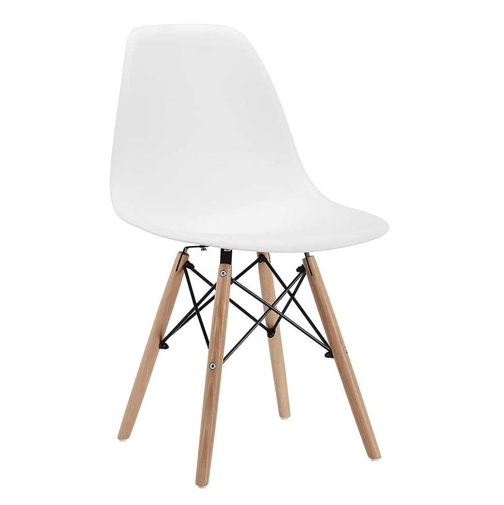 Modern Living Room Furniture Cheap Dinner Sillas Cafe Kitchen Dinning Chair Wooden Legs White PP Shell Plastic Dining Chair