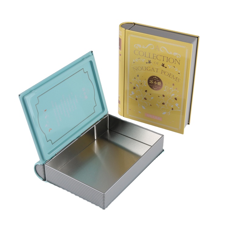 Wholesale Customized Decorative Book Shape Container Metal Tin Can Gift Package Box for Kids