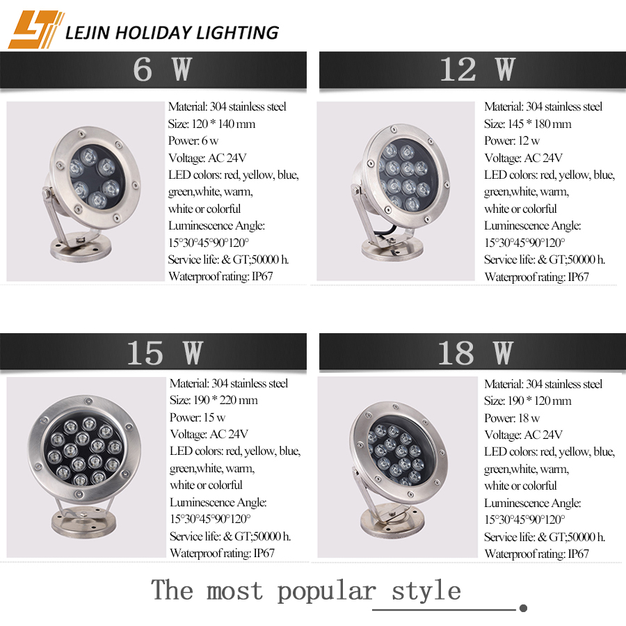 3W/6W/9W/12W/15W/18W/24W/36W led swimming pool lighting underwater