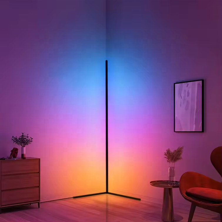 Wholesale Aluminum Smart Corner Lighting RGB IC Color Changing DIY Lighting modes Led Floor Lamp for Bedroom Lighting