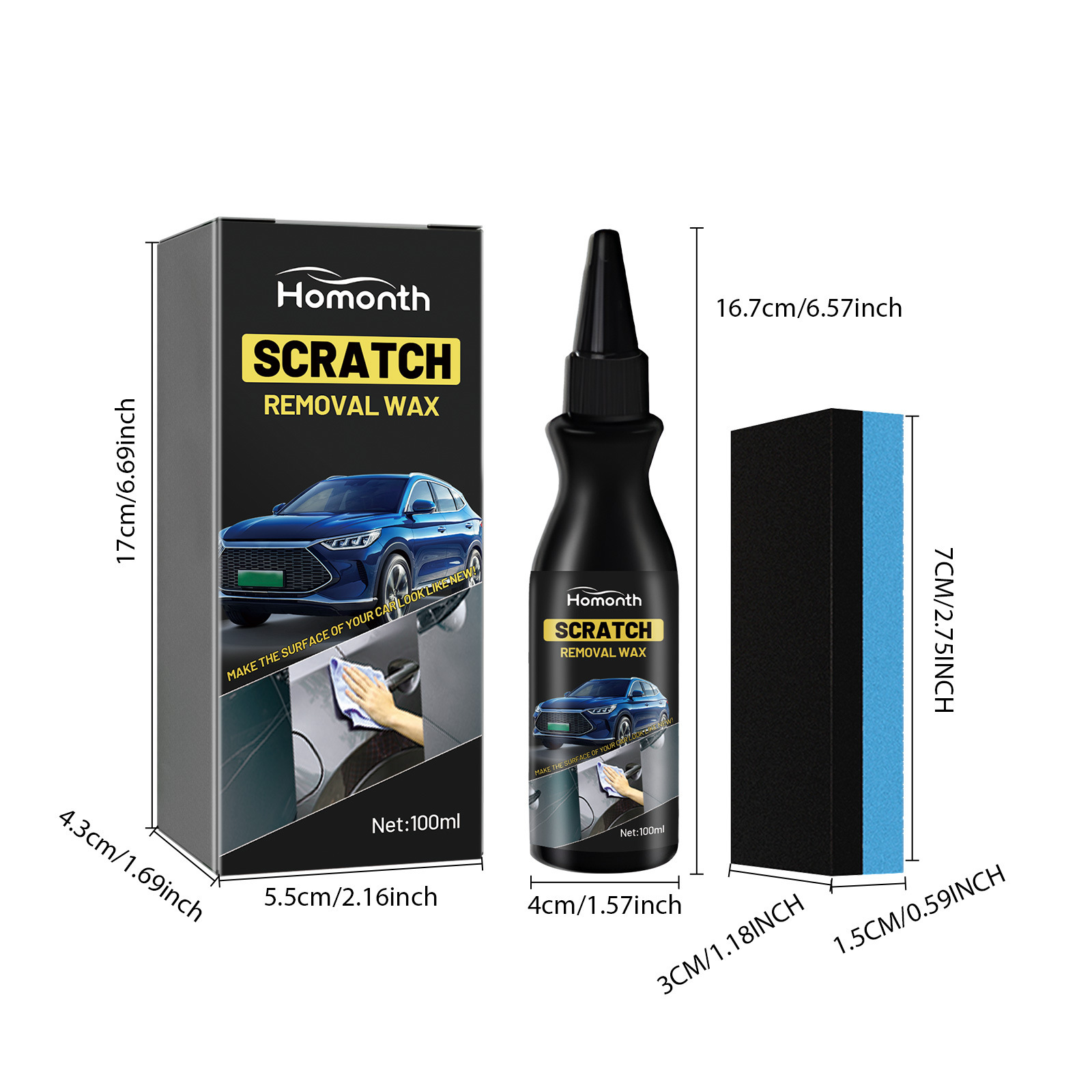New Homonth gentle fast effective cleaning polishing refurbishment long-lasting protection Scratch removal wax