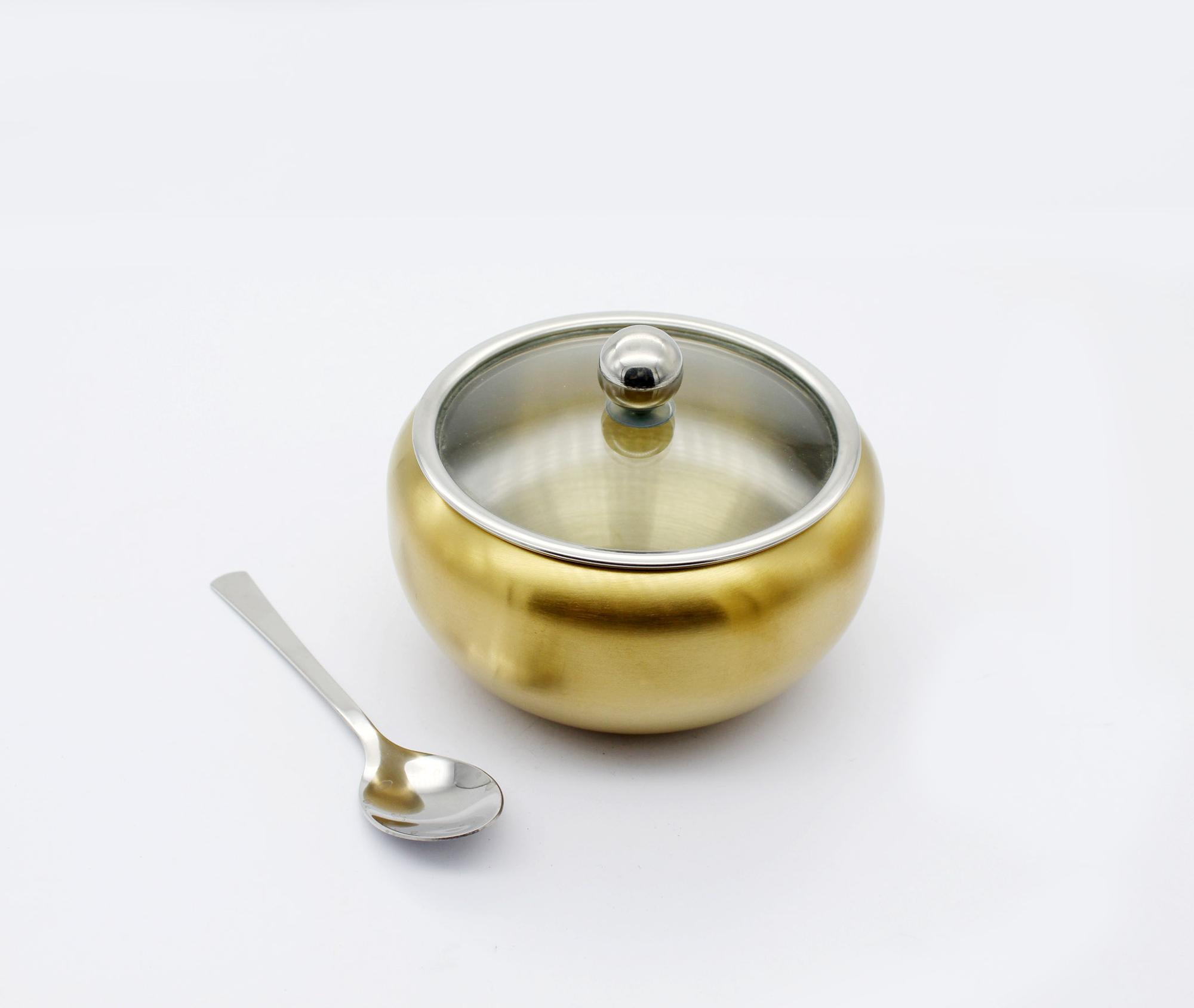 Stainless Steel Sugar Bowls with Glass Lid
