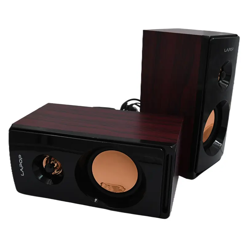 Lapop A55 2.0 Hi-Fi Speaker Free Sample Wooden Appearance Speaker Digital Audio Plug And Play