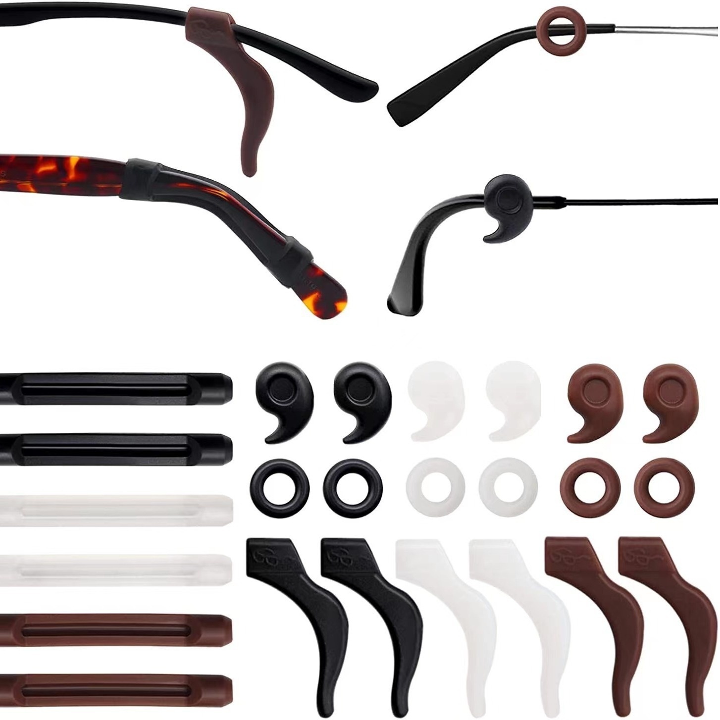 Silicone Anti-Slip Covers Glasses with Ear Hooks and Nose Pads Cross-Border E-Commerce Eyeglasses Parts Accessories
