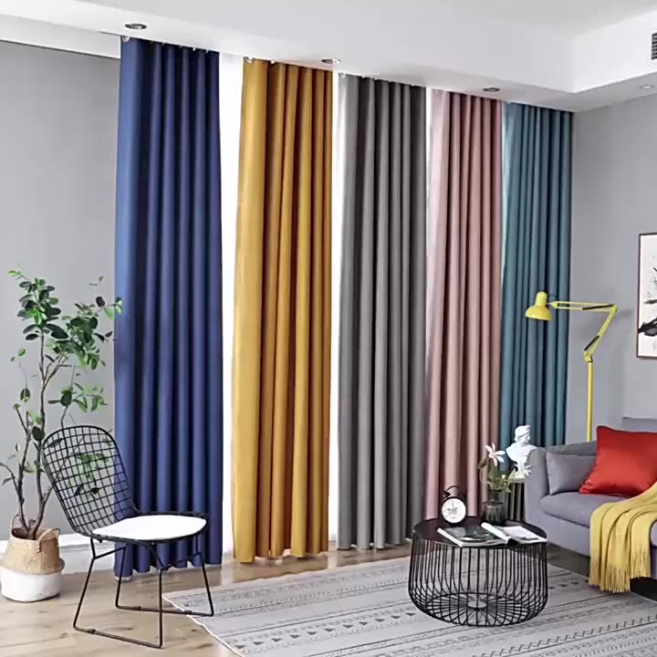 100% полиэстер Cortinas Por Mayoreo занавеска ткань затемненная гостиная спальня Простые занавески сплошной цвет Les Rideaux