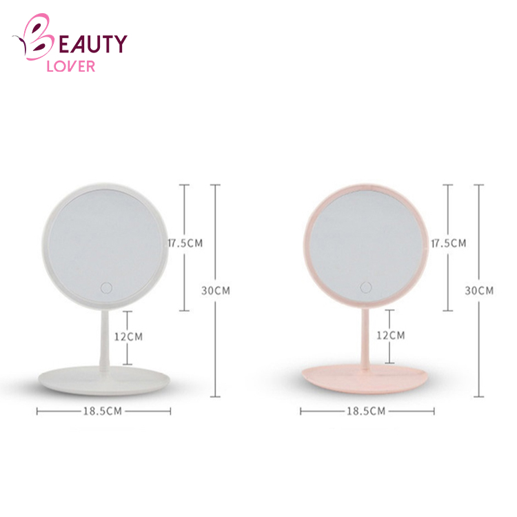 Factory Wholesale White Pink Touch 3 Light Color Abs Led Cosmetic Mirror