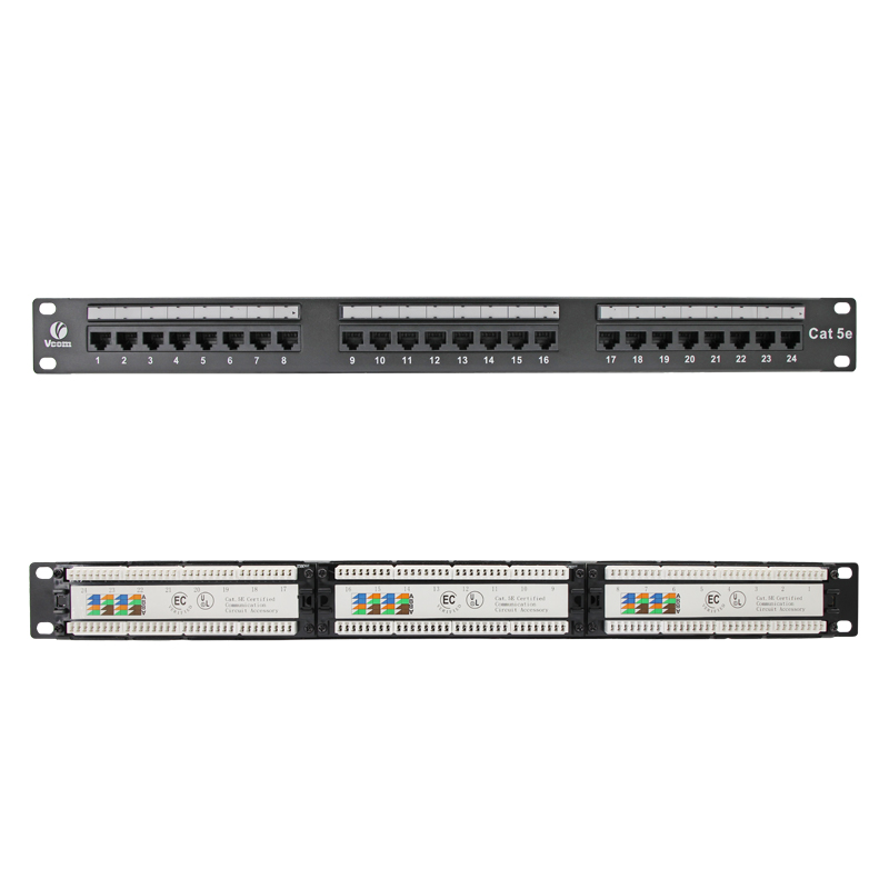 VCOM 19 дюймов 1U Ethernet RJ45 металлический корпус Патч-панель сетевые стойки для монтажа на 24 порта Cat 5e патч-панель для шкафа