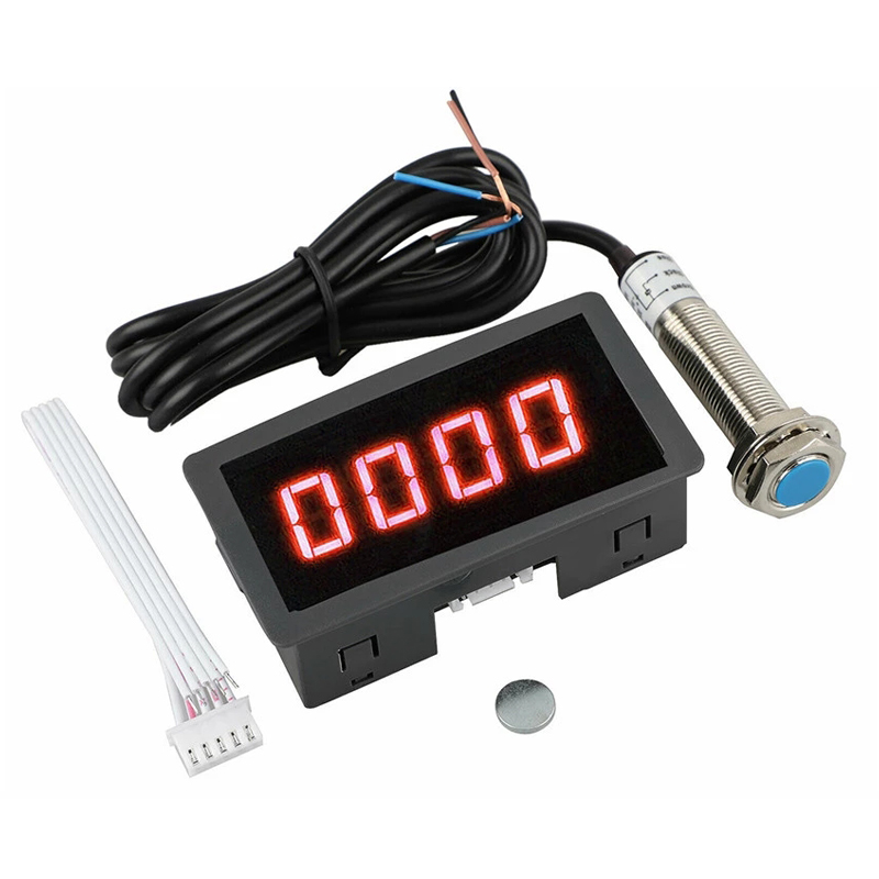 ISMART RED High Precision Digital Frequency Tachometer 0.56" 4 LED DC 8-24V Car Motor Speed Meter RPM Speed Tester 10-9999R/M