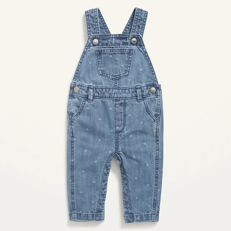 Heart printed blue 100% cotton designers clothes unisex denim pants jean overalls kids clothing