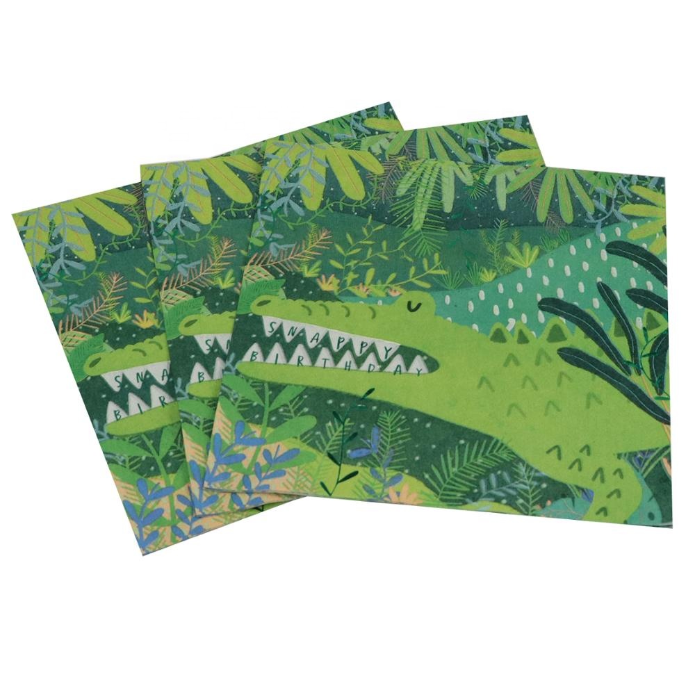 33x33cm Kids Supplies Jungle Decoration Beverage Table Dinner Beautiful Party Dinosaur Biodegradable Paper Napkin