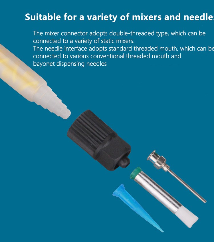 Black Plastic Static Mixer adapter AB epoxy adhesive static mixing pipe adapter connecting static mixer and dispensing needle