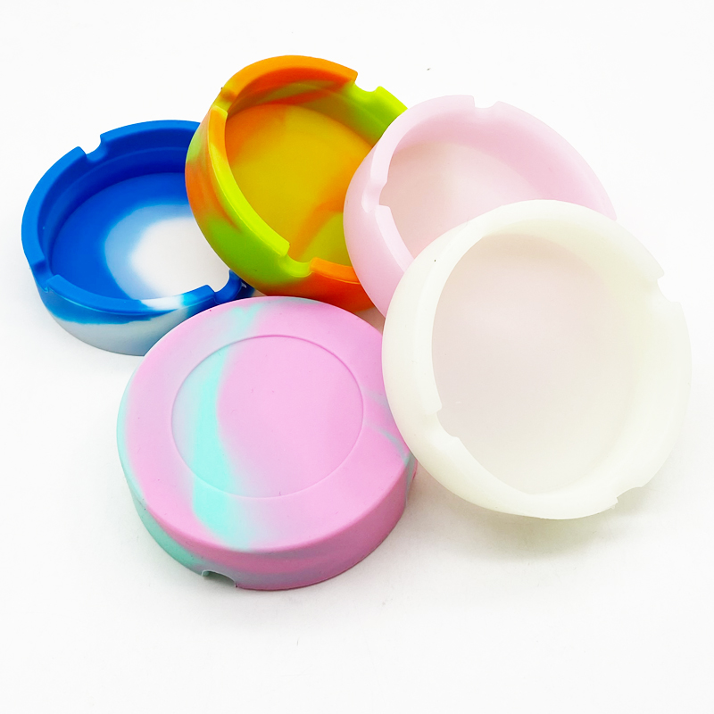 SHINY Custom printed round silicon ashtray cheap price unbreakable lighter ash tray 2021