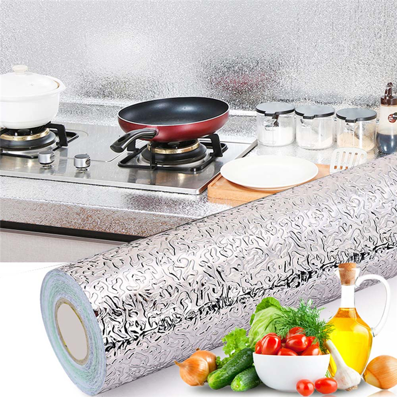 Diy Кухня Съемная маслонепроницаемая настенная бумага из алюминиевой фольги водонепроницаемый самоклеящиеся настенные наклейки