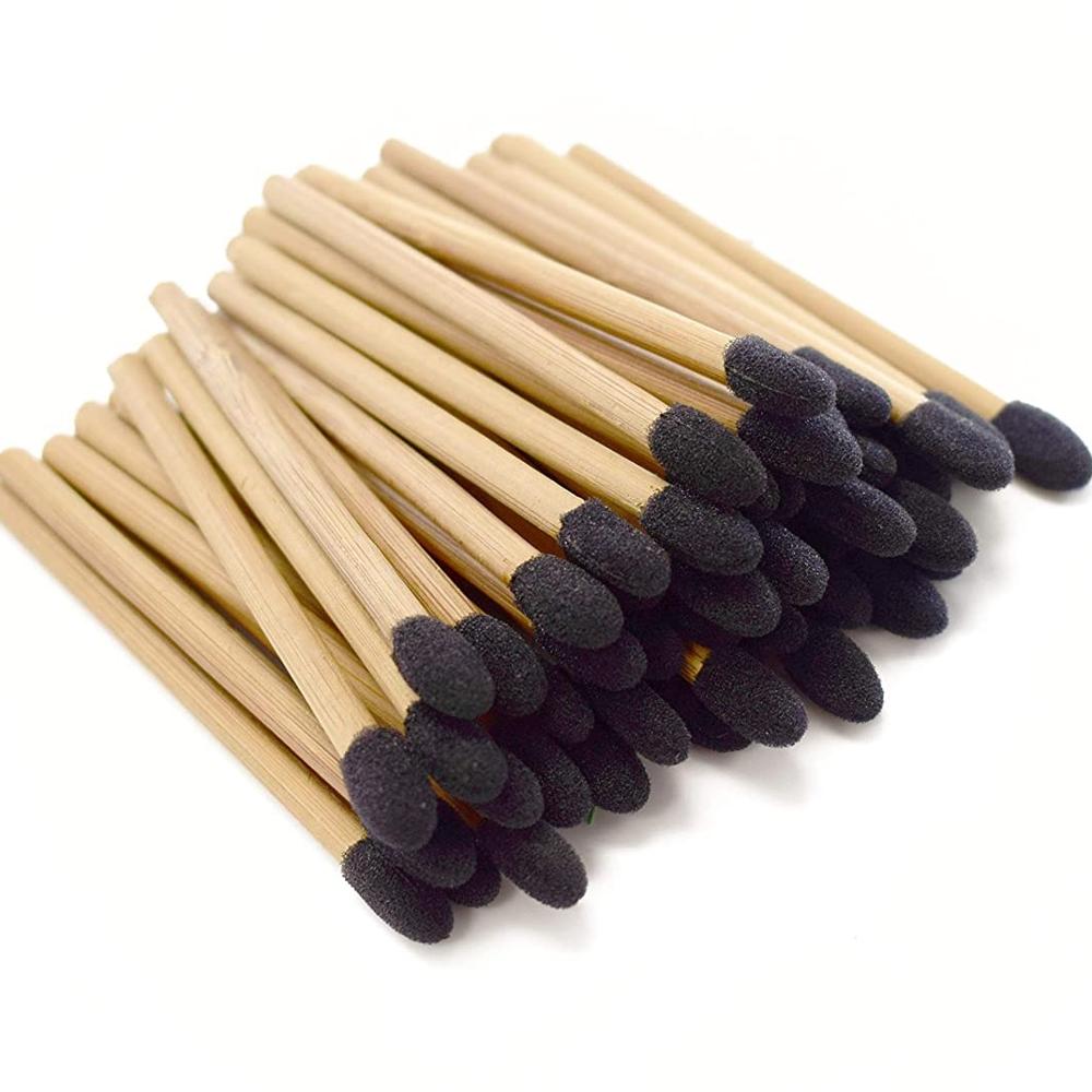 Eco sponge tip eye shade applicator Wholesale bamboo eyeshadow applicator brush 50pcs/bag