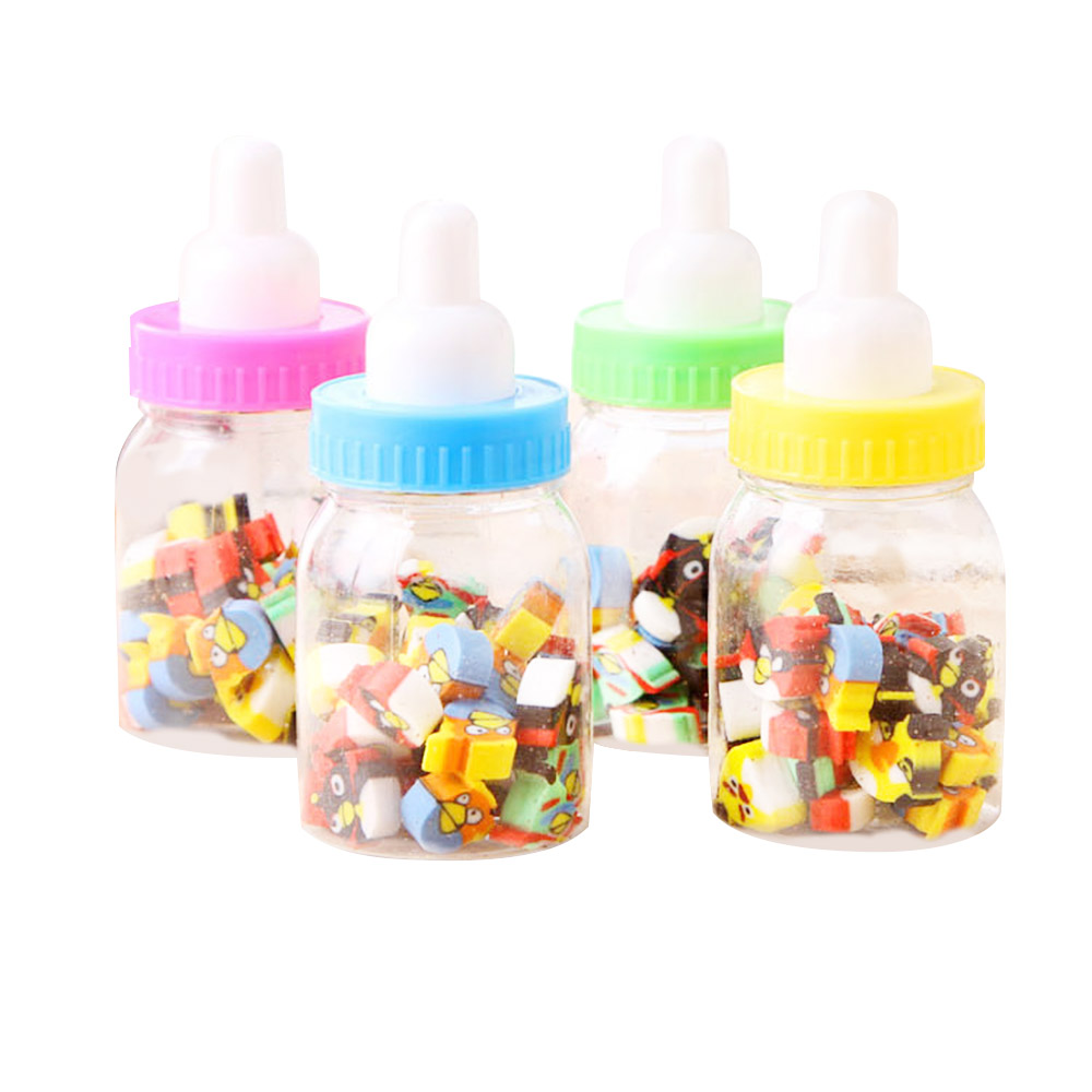 1 Bottle (20-22pc) Milk Bottle Eraser Children's Students Cute Stationery Gifts Digital Rubber Fruit Animal Christmas FANTASTIC
